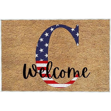 Tapis De Seuil - Tapis D'Entrée Patriote - 60 x 40 cm - Velours Cristal - Anti-Dérapant PVC - Intérieur Extérieur - 1 Pièce (1/4)