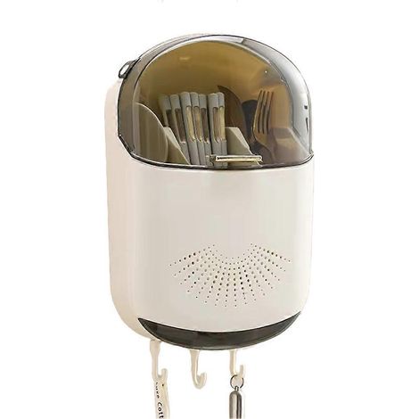 Boîte de rangement murale pour couverts de cuisine avec couvercle-- (1/5)