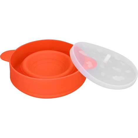 Große Mikrowellen-Popcornmaschine mit Deckel und Griff, BPA-frei, faltbar, 40℃ bis +230℃, DIY-Popcornschüssel aus lebensmittelechtem Silikon (Orange) (1/5)