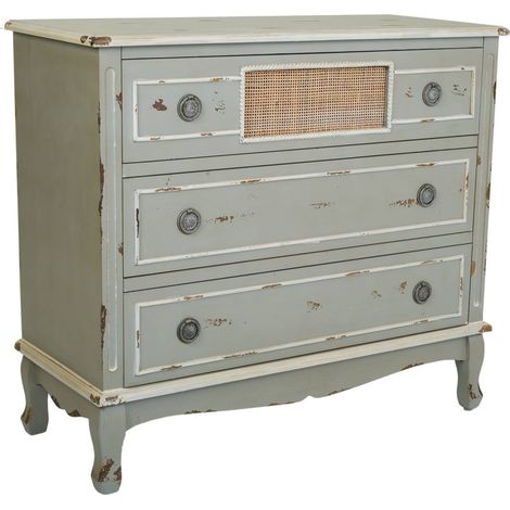 Cómoda de madera verde 90x38x80 cm