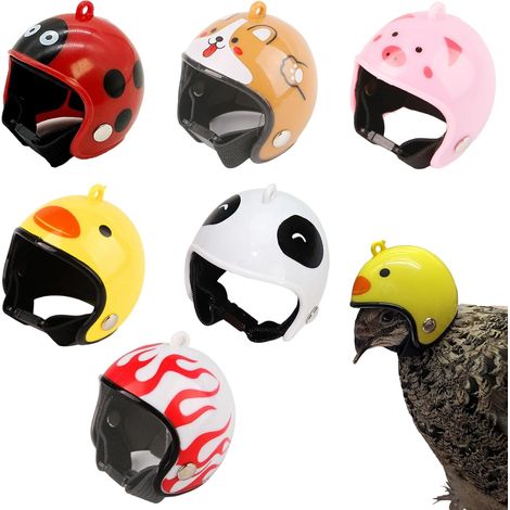 6 Pièces Casques de Poulet Protection Tête Volaille Accessoire Poulailler Casque Amusant pour Poules de Compagnie Réglable en Plastique Coloré Animaux Compagnie Protection Tête Poulets (A) (1/5)