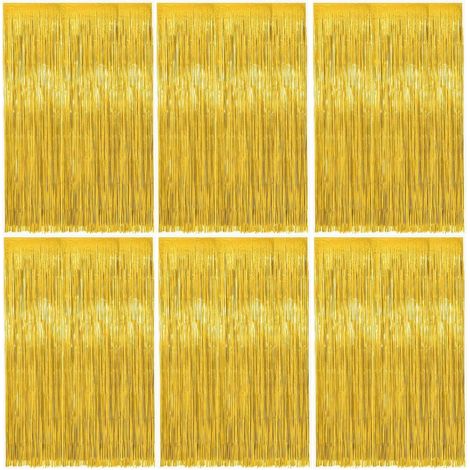 6 Pièces Rideau Métallique Doré, Rideau Paillette 1m x 2m pour Fête, Décoration d'anniversaire, Mariage, Festivals et Décoration de Scène (1/5)