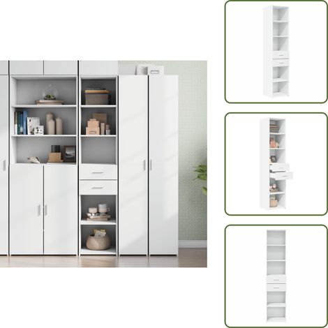 Buffet haut blanc 40x42,5x185 cm bois d'ingénierie - Buffet - Meuble De Rangement - Armoire - Commode - Design Intemporel (1/5)