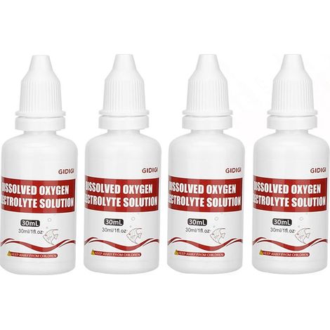 Lot de 4 tubes d'électrolyte de 30 ml chacun, compatibles avec les appareils de mesure d'oxygène dissous et autres appareils de mesure d'oxygène dissous - Solution d'entretien de sonde (1/5)