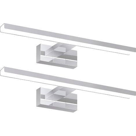 GBLY Lámpara de espejo LED 2ER, lámpara de armario, aplique de baño, luz blanca neutra 4000 Kelvin, 8W, impermeable IP44, ancho 400 mm, cromo (1/5)