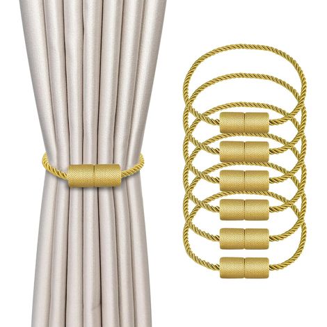 6 Pièces Magnétiques Embrasses de Rideaux Or Tressées Boucle de Rideau Aimanté Attache Rideau Corde de Rideau - Accessoires de Rideaux pour la Décoration de la Maison (1/5)