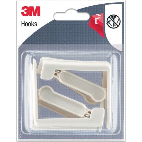 Lot de 4 crochets à clipser 3M, blanc