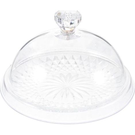 plateau de service à gâteau en plastique lisse, style occidental, rond-16X16X11CM-Transparent (1/4)