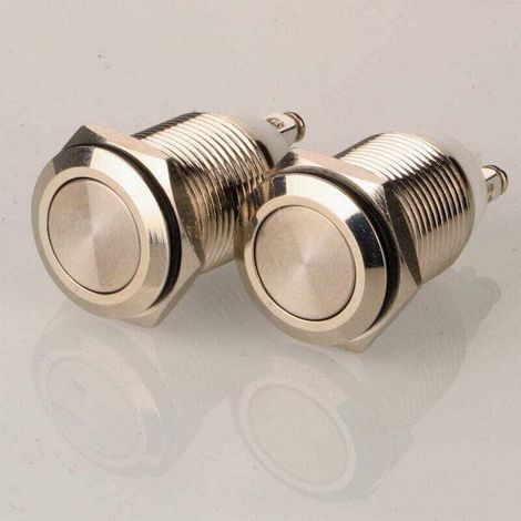 Stück 16 mm 5 A/12 V/24 V/125 V/250 V Verriegelungs-Drucktaster, Edelstahlschraube, wasserdichter Schalter (Flachkopf) (1/4)