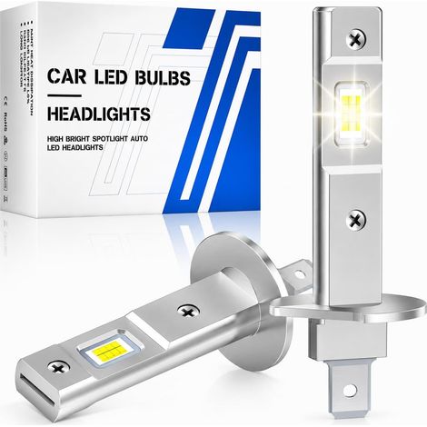 2 Pièces Ampoule H1 LED 20000LM 500% 6000K, 1:1 Halogène Mini Taille, Éclairage Voiture LED H1 Blanc Froid, 1:1 Remplace Halogène, 50000+ Heures De Vie, IP68 Imperméable, Plug and Play (1/5)