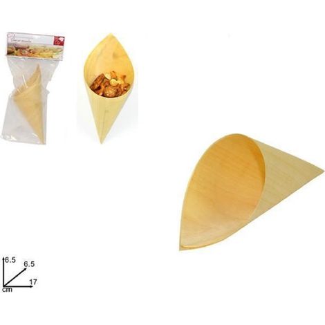 Set 4 Pièces Cône Cône Bamboo Bois 17cm Buffet Doigt Nourriture Coton