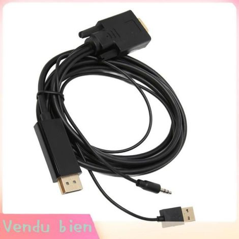 Garosa câble convertisseur VGA vers DP Câble de Connecteur VGA vers DP Cordon de Convertisseur Vidéo Full HD avec son detachee (1/4)