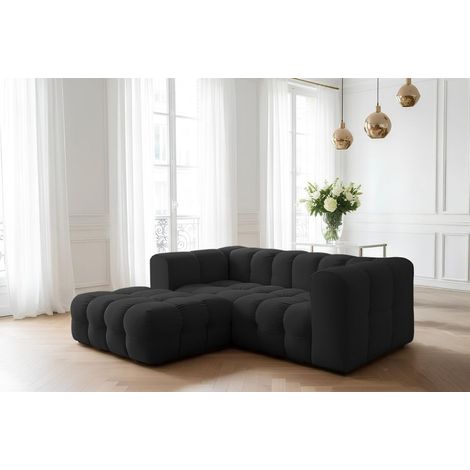 Ecksofa Designersofa SOLVIE XS in Stoff Tiffani Schwarz Ottomane Links