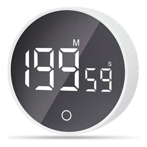 Magnetische visuelle Zeitschaltuhr, 60-Minuten-Countdown mit 3 Lautstärkestufen, Kurzzeittimer, großes LED-Display – Weiß FLITI