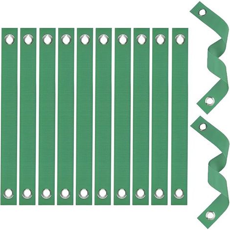 Lot de 12 sangles pour arbres - Attaches pour arbres - Sangle pour plantes - Coupe-vent - Sangles de tension - avec œillets - Sangles de support réglables pour arbres - 40 cm - Vert (1/5)
