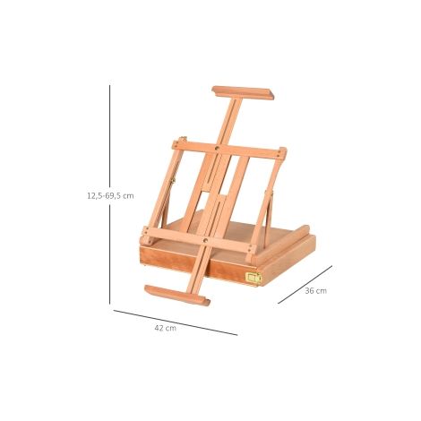 Chevalet de table naturel en bois de hêtre pliable avec angle réglable et tiroir pour atelier, bureau et loisirs créatifs (1/5)
