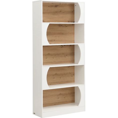 Libreria con 5 nicchie in MDF Bianco e naturale chiaro - FARENZA (1/5)