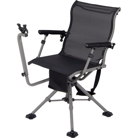 COSTWAY Sedia da Caccia, Sedia da Cecchino Pieghevole con Gambe e Supporto per Fucile Regolabili, Girevole Silenziosa a 360°, Schienale Ergonomico, Sedia da Terra Portatile, Portata 150 kg