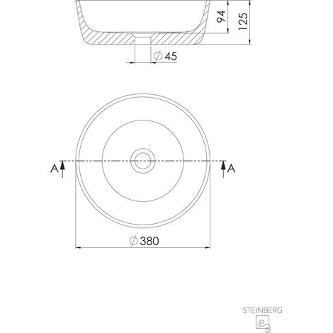 Steinberg Serie 540 lavabo de encimera, redondo, 380x125mm,