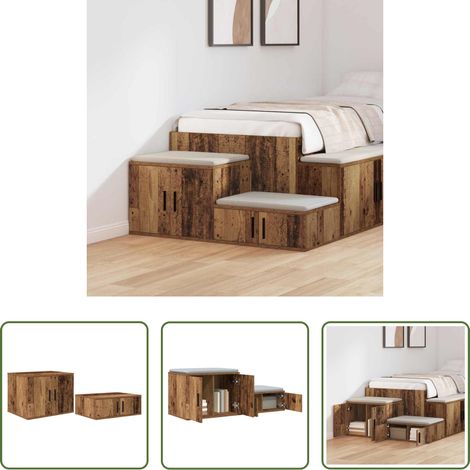 Holzschrank - Aufbewahrungsschrank 2 pcs Altholz 127 x 41 x 40 cm (1/5)