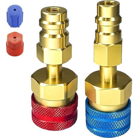 Raccord rapide R1234YF vers R134A. kit d'adaptateur de réfrigérant R1234yf pour tuyau de charge CA. kit de conversion de connecteur de charge CA côté haut/bas pour climatisation (1/4)