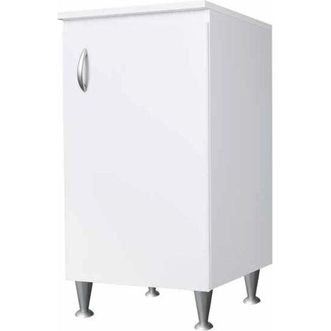Mueble lavadero de una puerta, 45x50 cm, patas regulables – Madera blanca hidrófuga – Estante interior – Negrari (1/5)