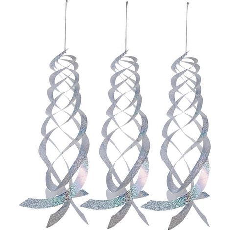 3 Pack Reflective Bird Repellent Garden Pendants, Silver (1/4)