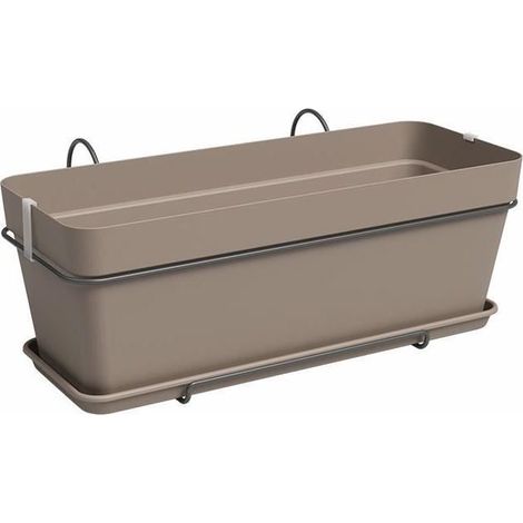 ARTEVASI Kit Jardiniere - CAPRI - Plastique - Taupe - Rectangulaire - L50,2 x P28,5 x H20,7cm (1/2)