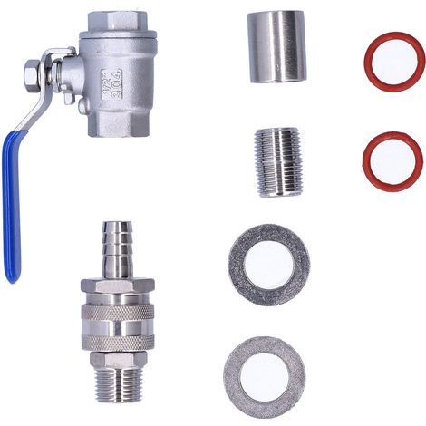 Kit de vanne boule 1/2 BSP sans soudure, raccord rapide et ensemble traversant pour bouilloire.