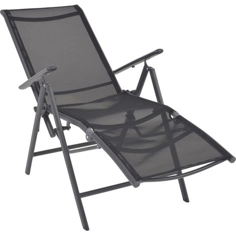 INLIFE Chaise inclinable de terrasse Aluminium et textilène Noir (1/5)