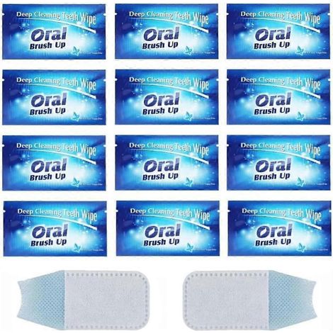 Lot de 24 lingettes jetables pour le nettoyage buccal, brosses à dents et bandes blanchissantes pour un nettoyage buccal en profondeur. (1/5)