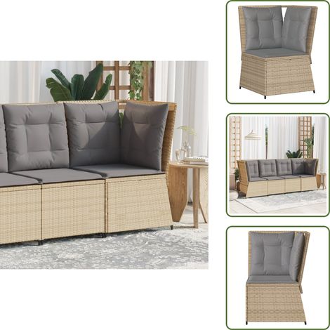 Garten-Ecksofa mit Kissen Beige Poly Rattan - Gartensofa - Gartensofas - Outdoor Sofa - Terrassensofa (1/5)
