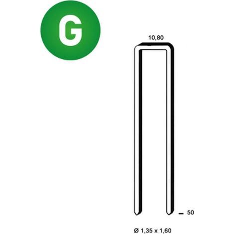10 400 Agrafes Galvanisées L-50 - 10.8x50x1.35x1.6 mm - D-Work