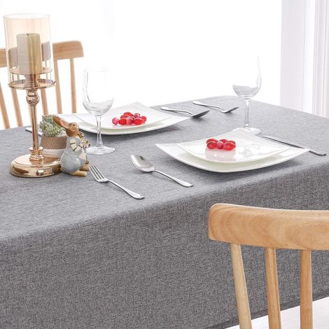 Tischdecke Leinenoptik 110x140 cm Grau, wasserabweisend, rechteckig