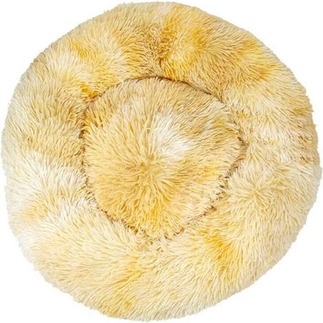 Lit pour chat, coussin moelleux, doux lavable pour chiens chats (tie-dye jaune, 40 cm), Ensoleillé (1/5)