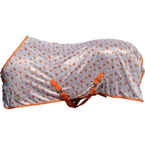 95 cm, arancione: Coperta a rete antimosche per cavalli modello Splash fantasia Spritz