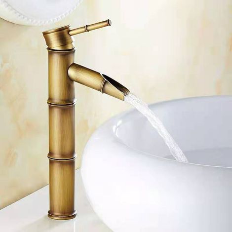 European-style antique all-copper faucet, retro bamboo-joint style, bathroom hot and cold water basin faucet manufacturer -- bamboo joint high-profile design.