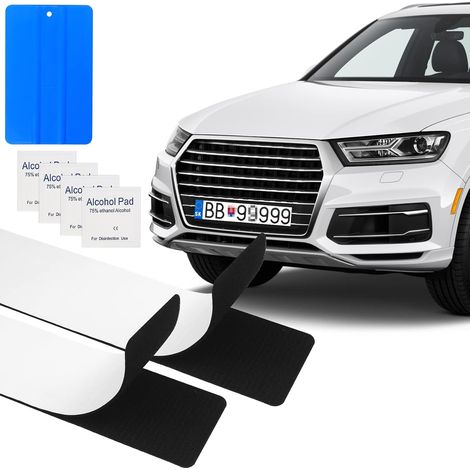 2 Paires Support de Plaque d'immatriculation de Voiture Auto-adhésif, 50 x 10 cm Support de Plaque Immatriculation de Voiture sans Cadre Auto-adhésifs pour Voiture/Auto/Moto (1/5)