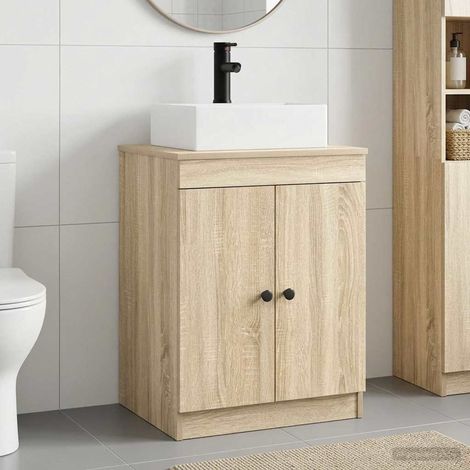 vidaXL Juego de muebles de baño Roble Sonoma Madera de ingeniería (1/5)