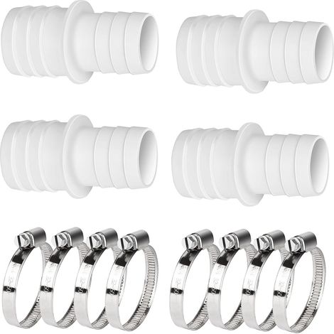 Lot de 4 adaptateurs de tuyau 32 mm à 38 mm, avec 8 colliers de serrage pour tuyaux de 38 mm vers 32 mm, kit de raccordement pour tuyaux de piscine (1/5)