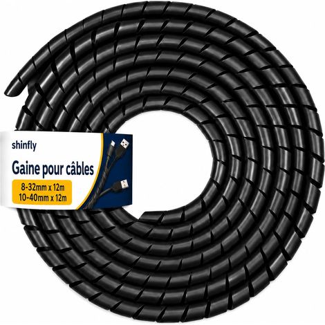 Gaine Cable, 2X12M Protection Cable Electrique, Ø8 mm+ Ø10 mm, Noir (1/5)