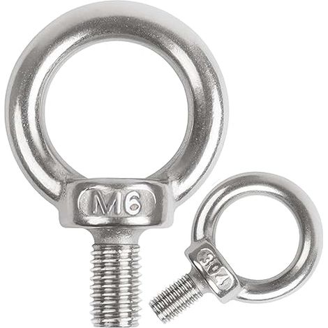 Anilla de elevación M6, perno de ojo de acero inoxidable 304 A2-70, perno de ojo roscado macho para fijación y suspensión, uso interior y exterior, 10 unidades. (1/5)