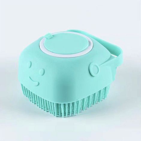 Brosse de Bain Démêlante en Silicone pour Chiens à Poils Courts et Longs Accessoire de Toilettage de Massage et Nettoyage Rapide avec Réservoir et Distributeur d'Eau et de Shampoing (BLEUE) (1/5)