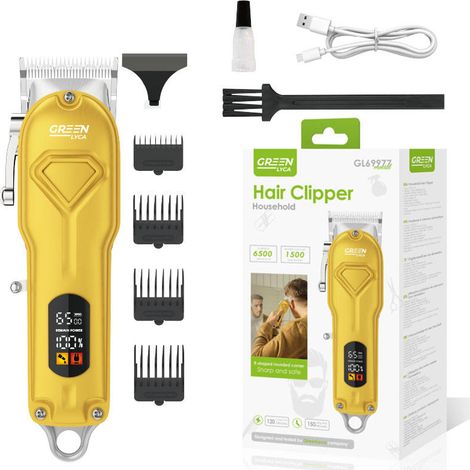 Tondeuse à cheveux LYCA GL69977 Gold, coupe ultra-fine 0,1 mm, moteur 6500 tr/min, batterie 1500 mAh, idéale pour une utilisation professionnelle.