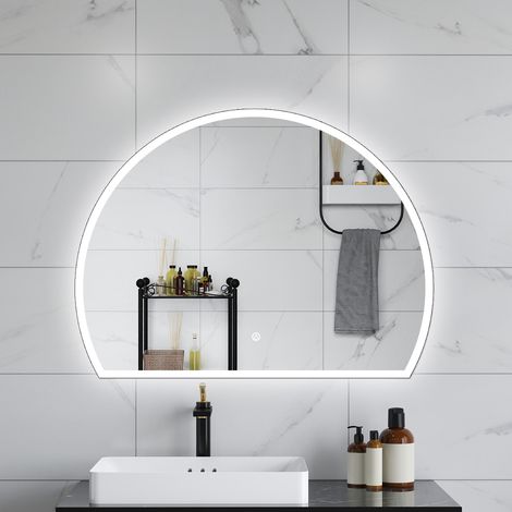 Ducha CasaEspejo de Baño LED con Antiniebla Integrado, Luz Tricolor, Interruptor Táctil, Montaje en Pared y Función de Memoria Agapada,80×60cm (1/5)