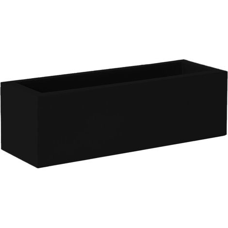 Jardinière rectangulaire 60x20x18 cm en polyéthylène – Résistante aux UV et températures extrêmes – Volume 19L – Noir (1/5)