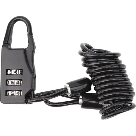Casque de VTT, moto, vélo, cadenas portable en fil d'acier à code à trois chiffres (1/5)