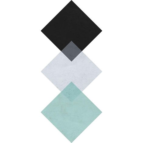 Tableau géométrique pour déco salon | Tableau scandinave idéal pour chambre | Tableau sur toile moderne noir gris & bleu 0,5 x 0,7 m (1/2)