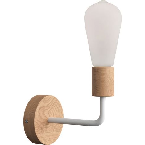 Fermaluce Wood, lampada a muro in legno con estensione curva (1/5)