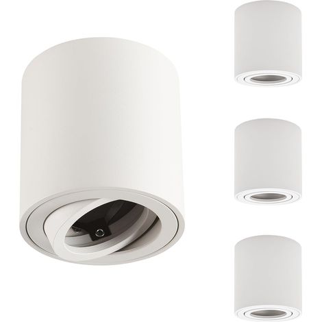Spots de Plafond GU10 orientable Blanc, Spot en Saillie 230V Cadre avec GU10 douille LED éclairage plat aluminium rond downlight luminaire Plafonnier salle de bain,salon (1/5)